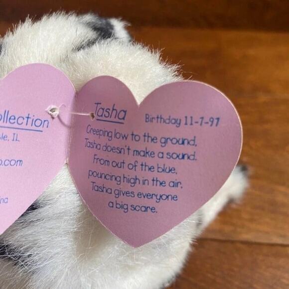 SWIBCO Puffkins Vintage 1990s "Tasha" White Tiger Plush - Picture 2 of 3